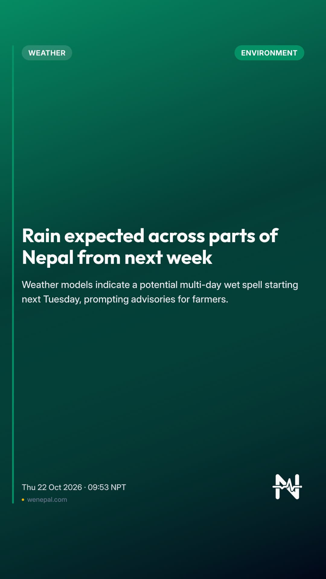 Rain expected across parts of Nepal from next week