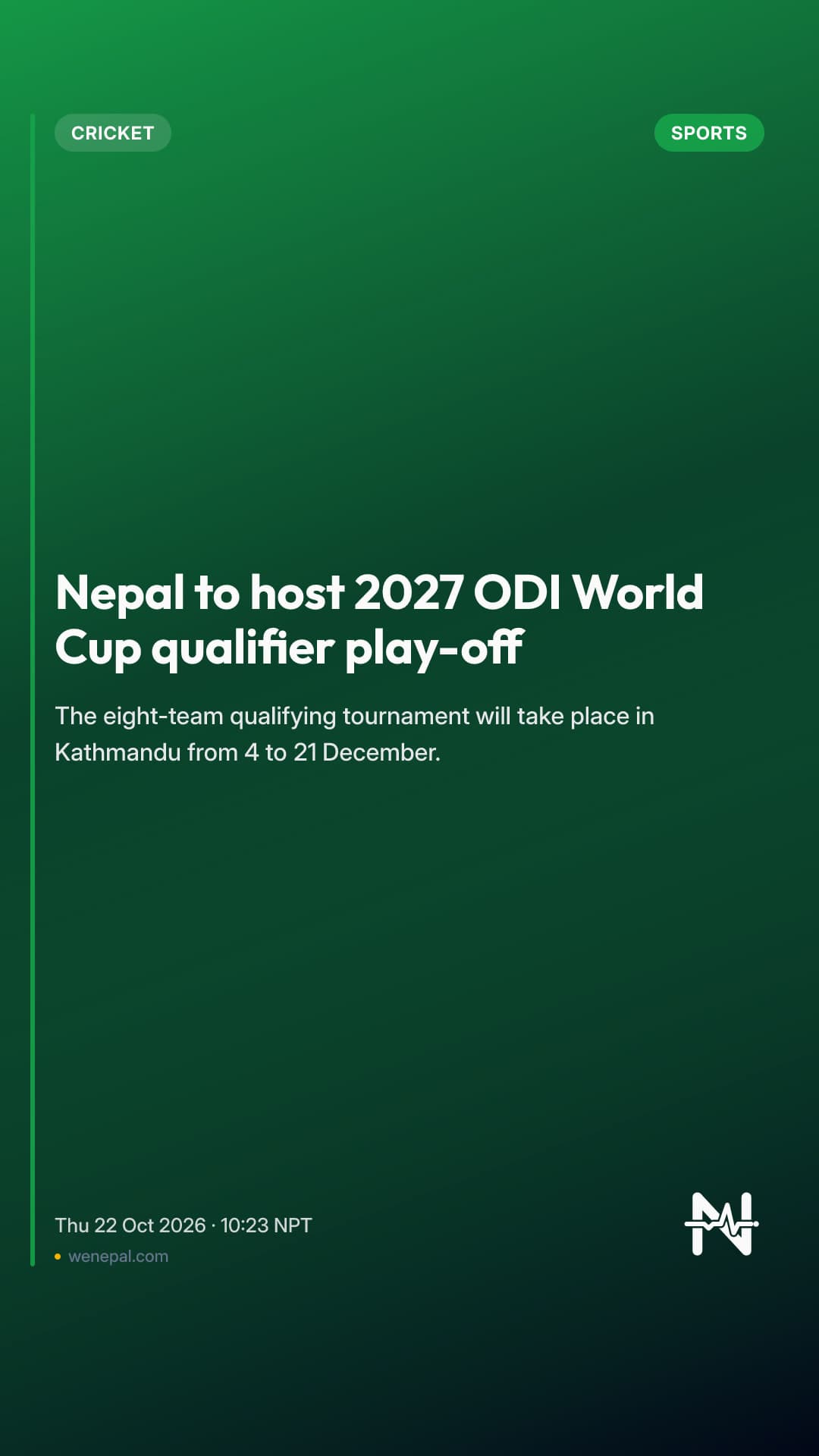 Nepal to host 2027 ODI World Cup qualifier play-off