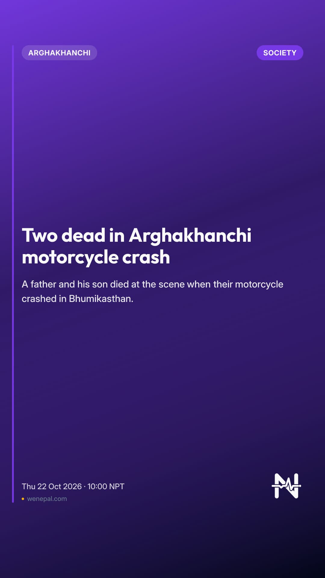 Two dead in Arghakhanchi motorcycle crash