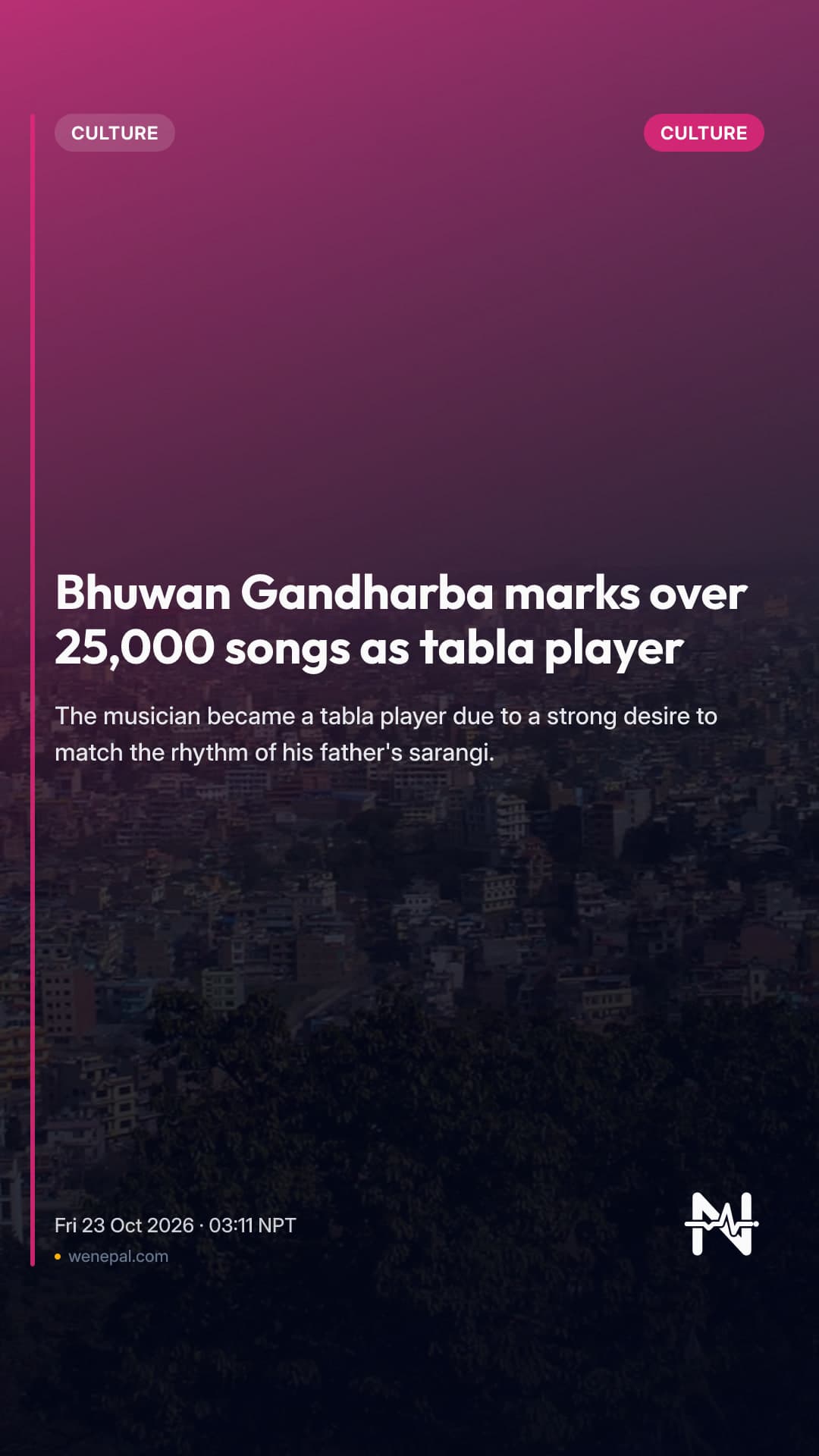 Bhuwan Gandharba marks over 25,000 songs as tabla player