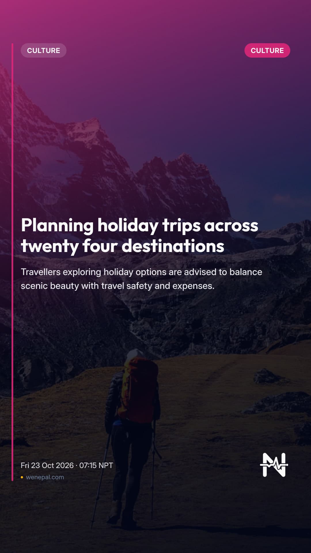 Planning holiday trips across twenty four destinations