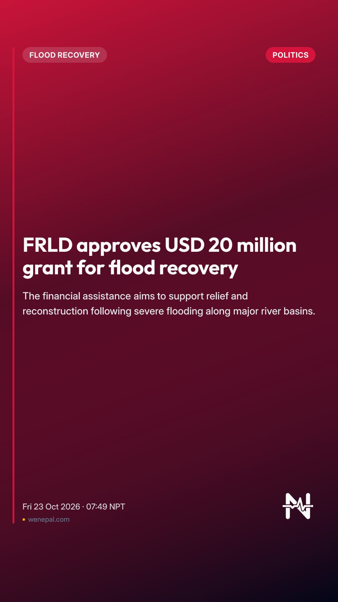 FRLD approves USD 20 million grant for flood recovery