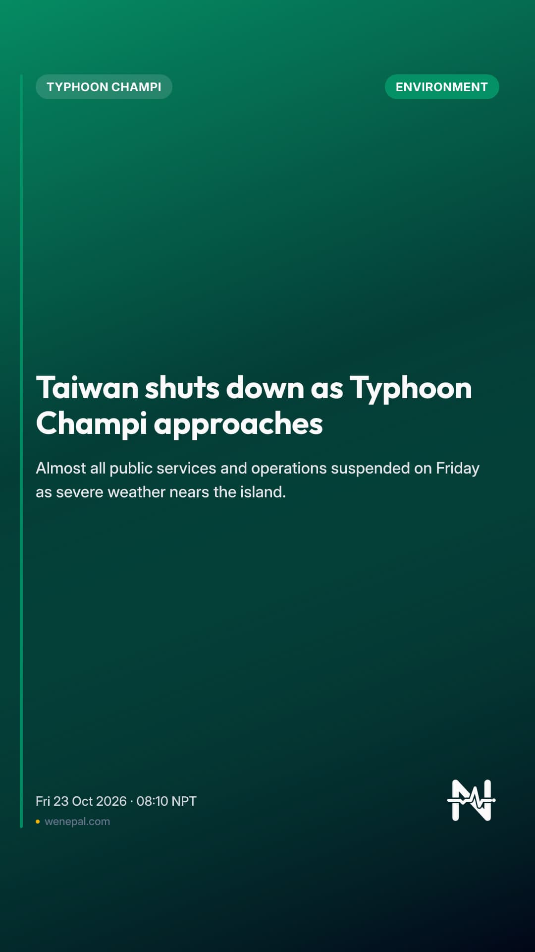 Taiwan shuts down as Typhoon Champi approaches