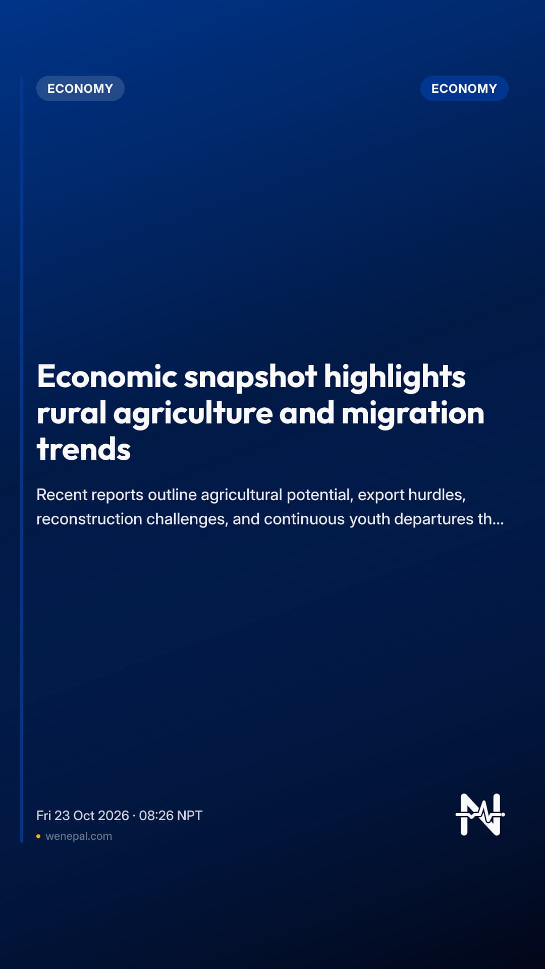 Economic snapshot highlights rural agriculture and migration trends