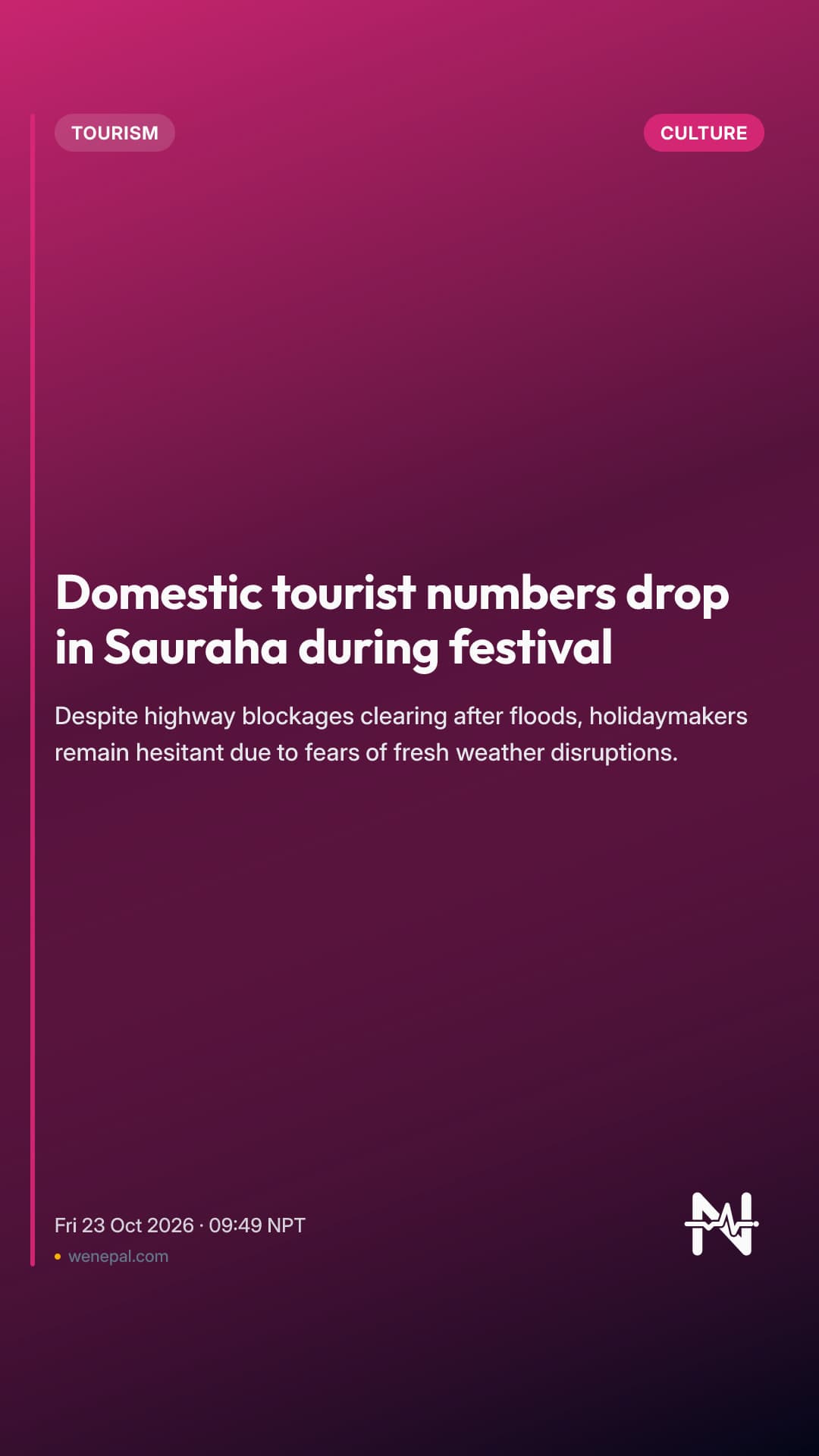 Domestic tourist numbers drop in Sauraha during festival
