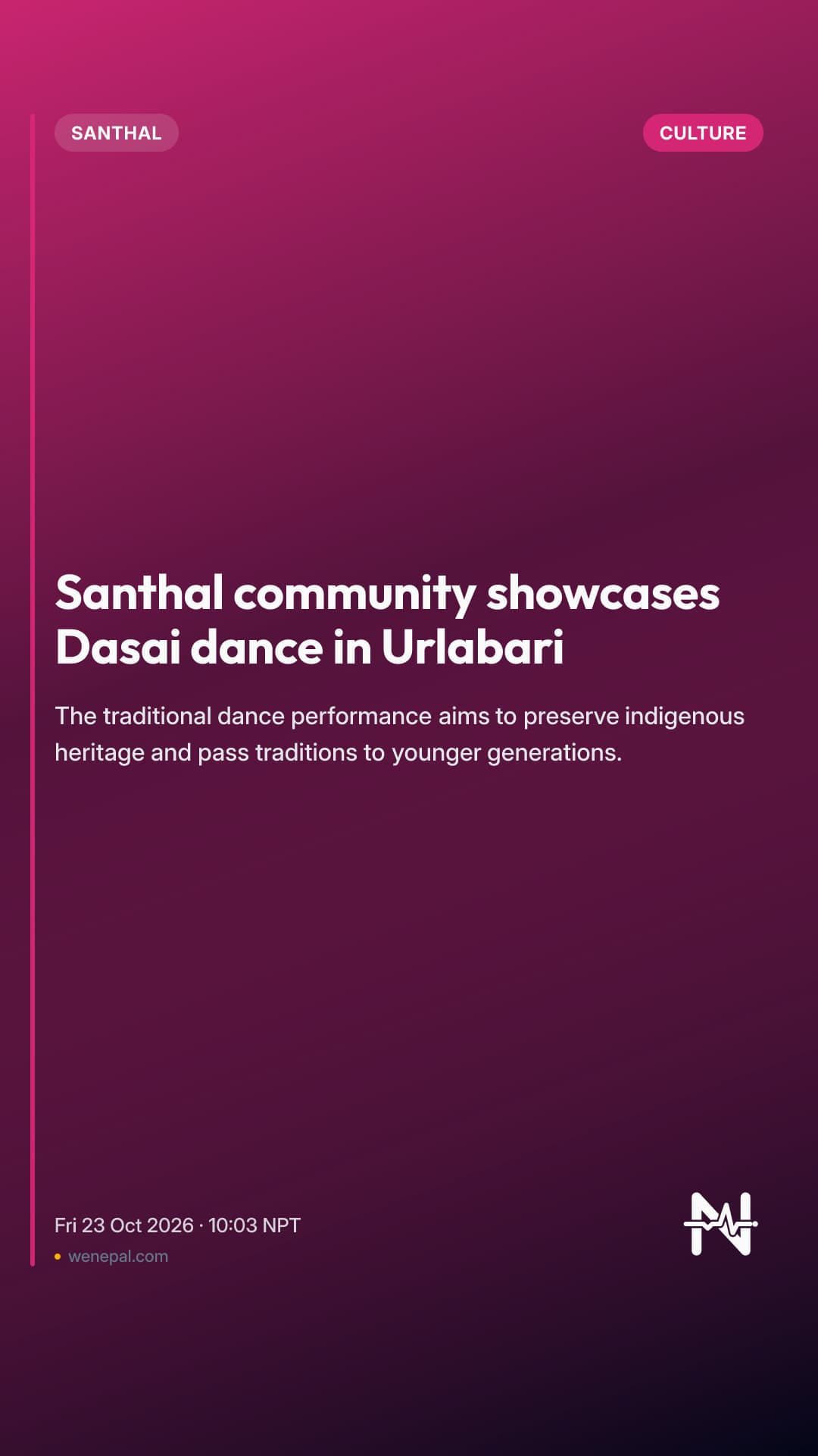 Santhal community showcases Dasai dance in Urlabari