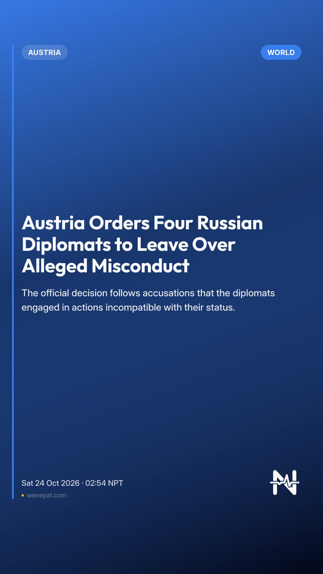 Austria Orders Four Russian Diplomats to Leave Over Alleged Misconduct