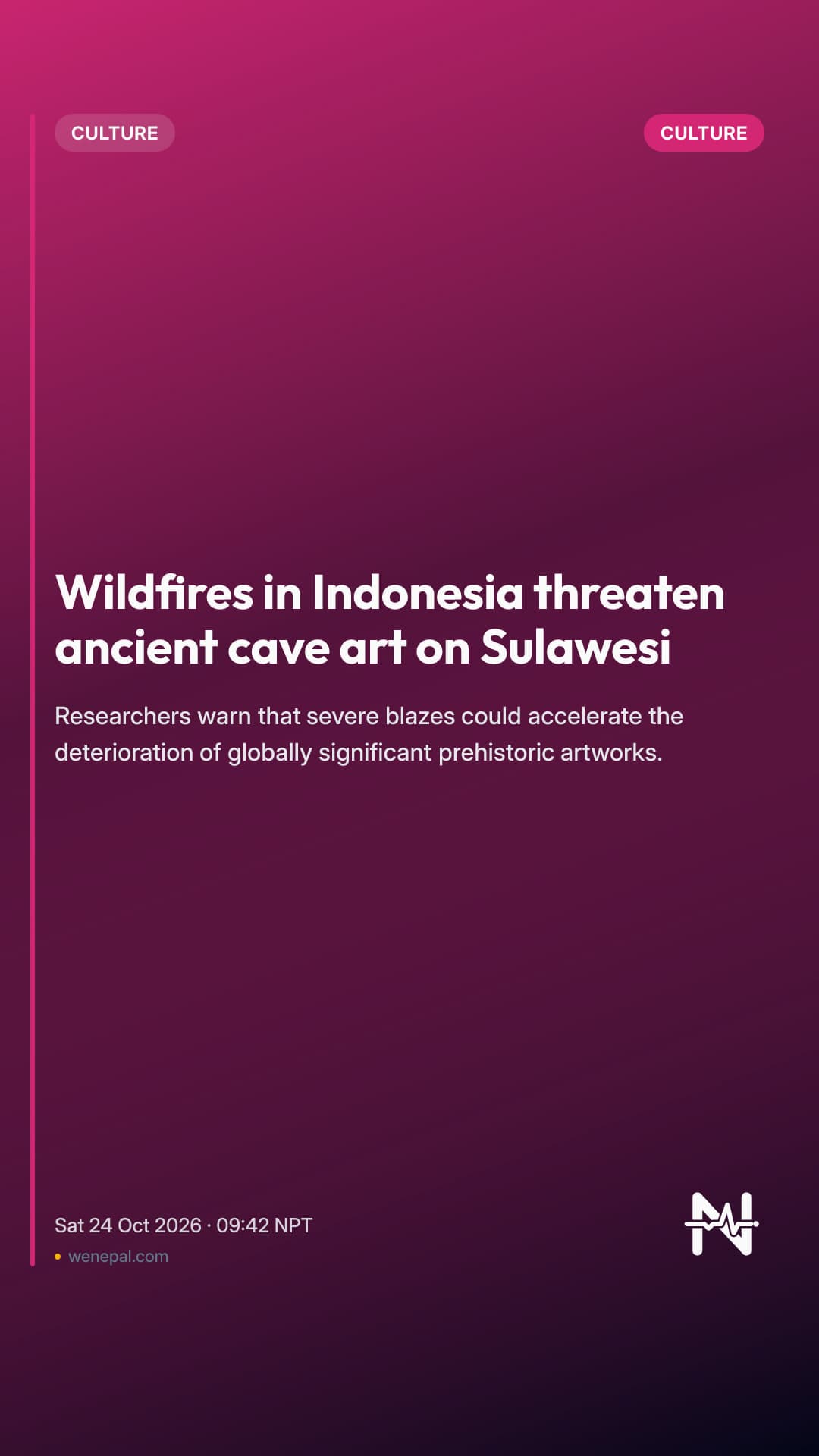 Wildfires in Indonesia threaten ancient cave art on Sulawesi