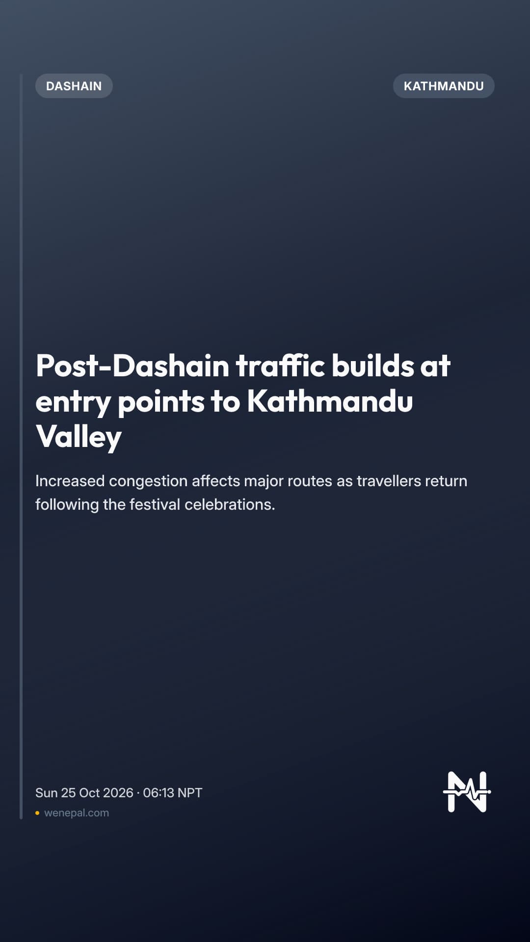 Post-Dashain traffic builds at entry points to Kathmandu Valley