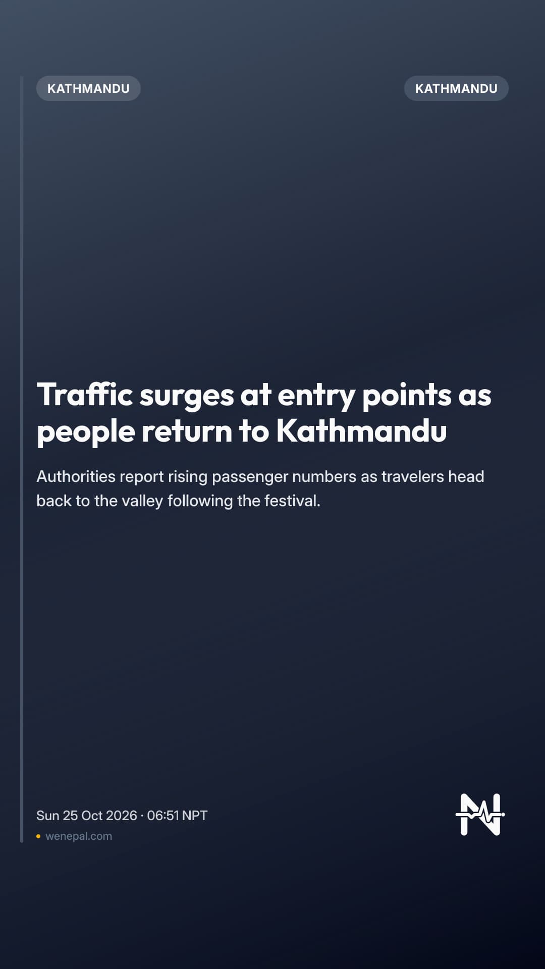 Traffic surges at entry points as people return to Kathmandu