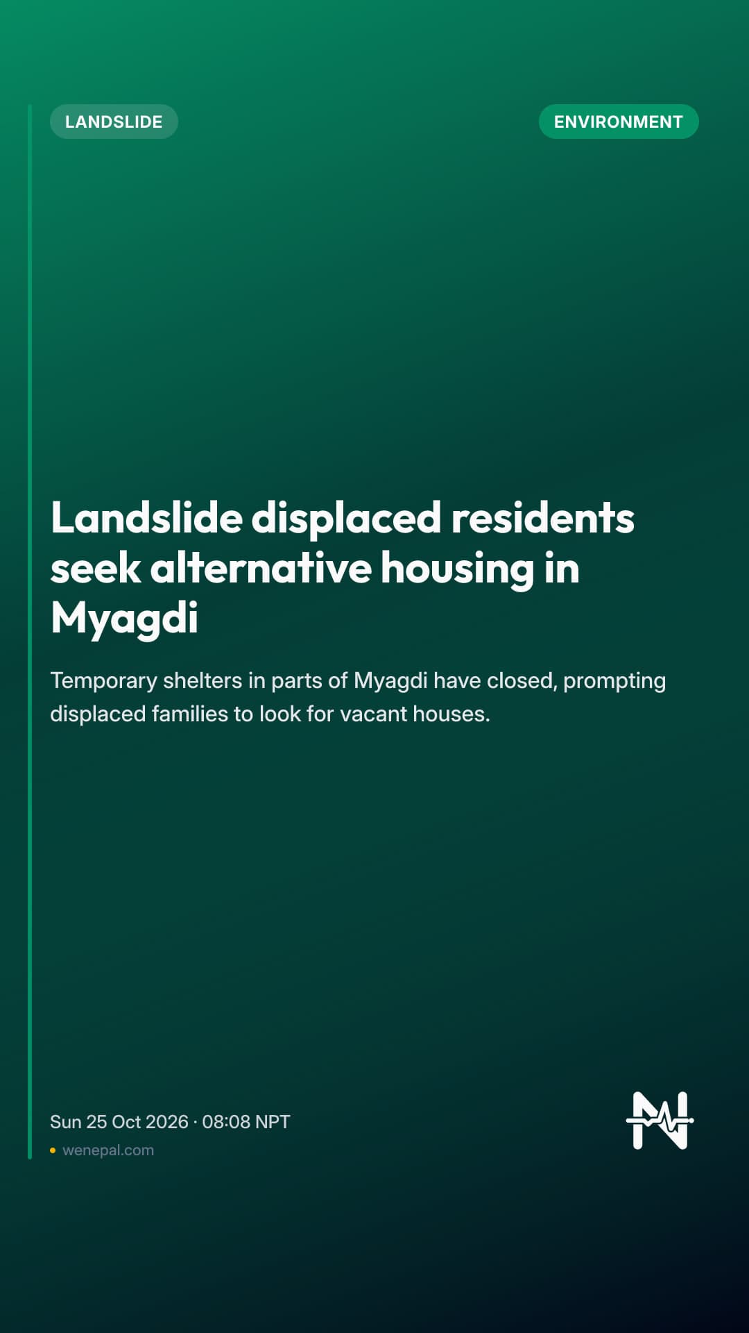 Landslide displaced residents seek alternative housing in Myagdi