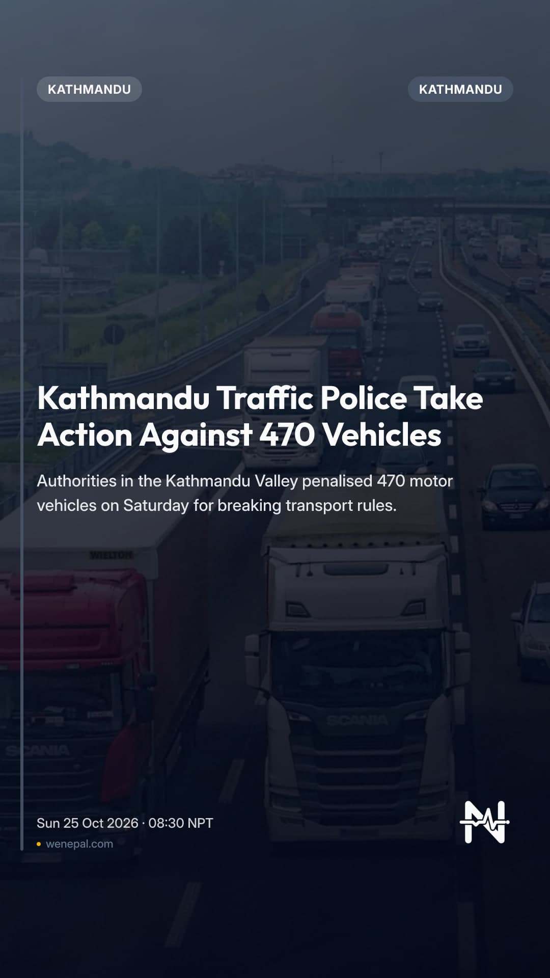Kathmandu Traffic Police Take Action Against 470 Vehicles