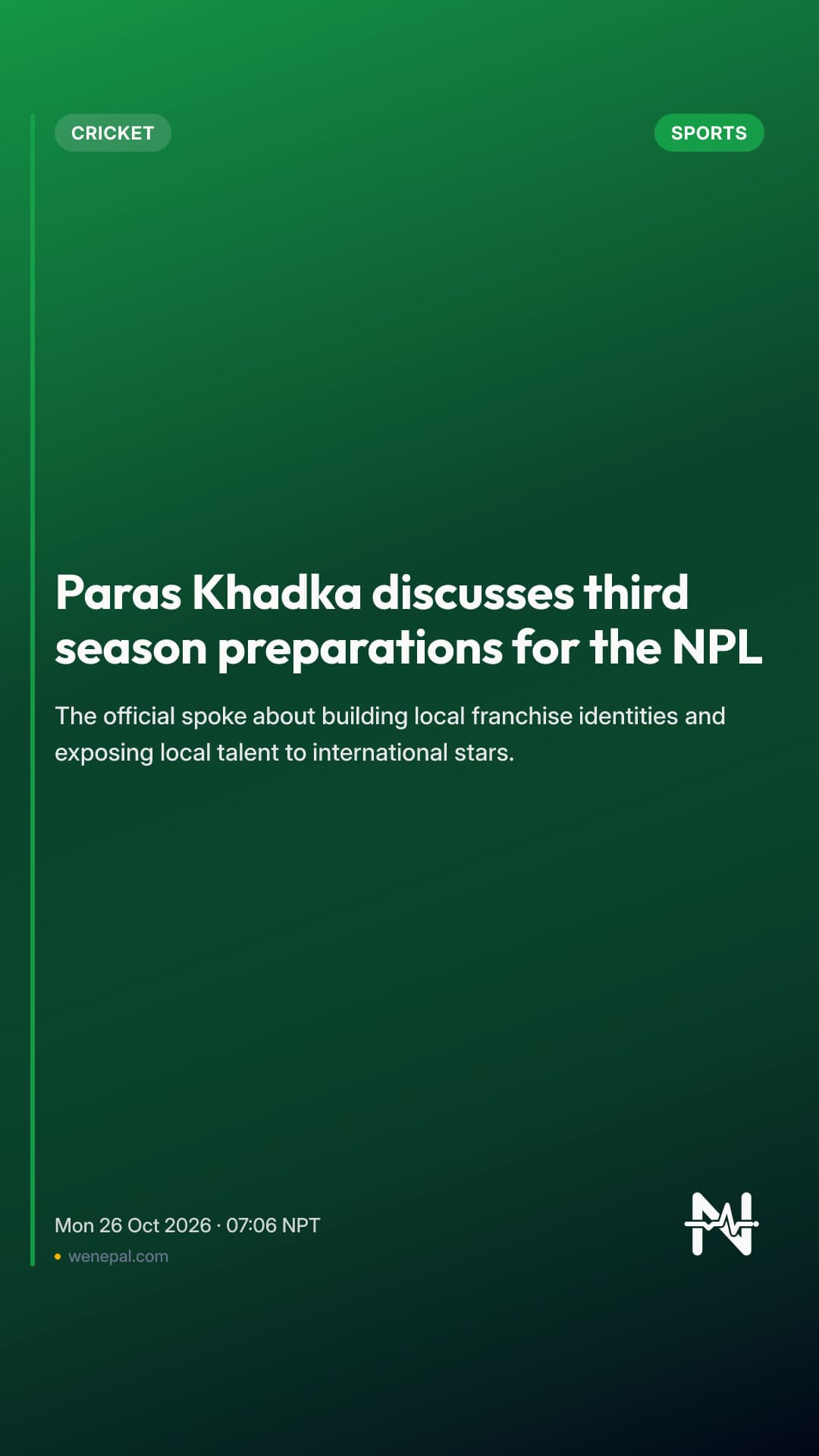 Paras Khadka discusses third season preparations for the NPL