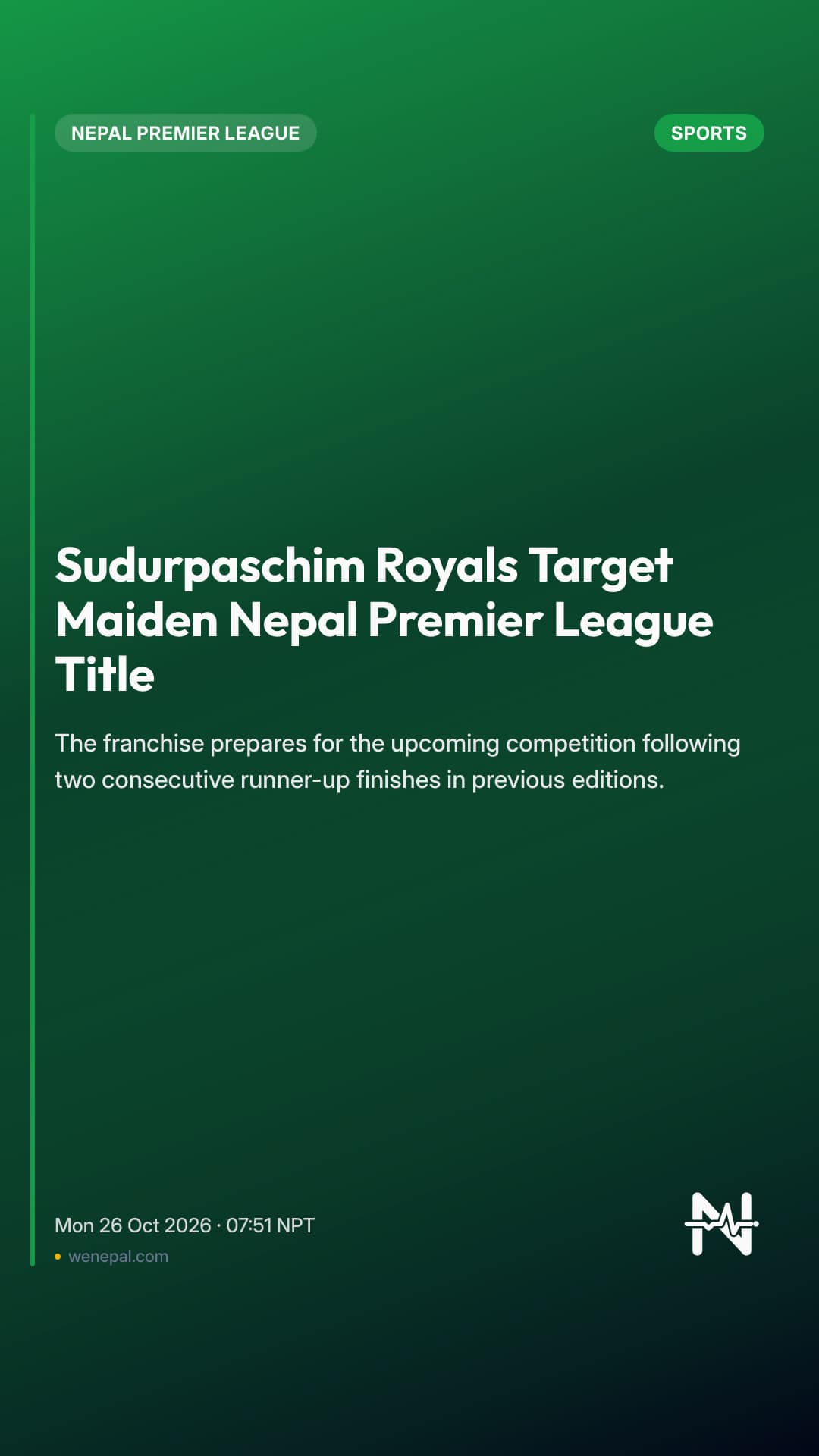 Sudurpaschim Royals Target Maiden Nepal Premier League Title