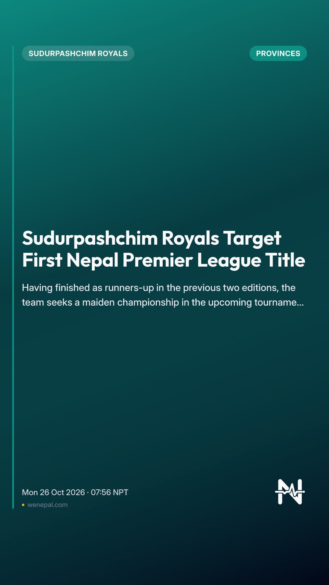 Sudurpashchim Royals Target First Nepal Premier League Title