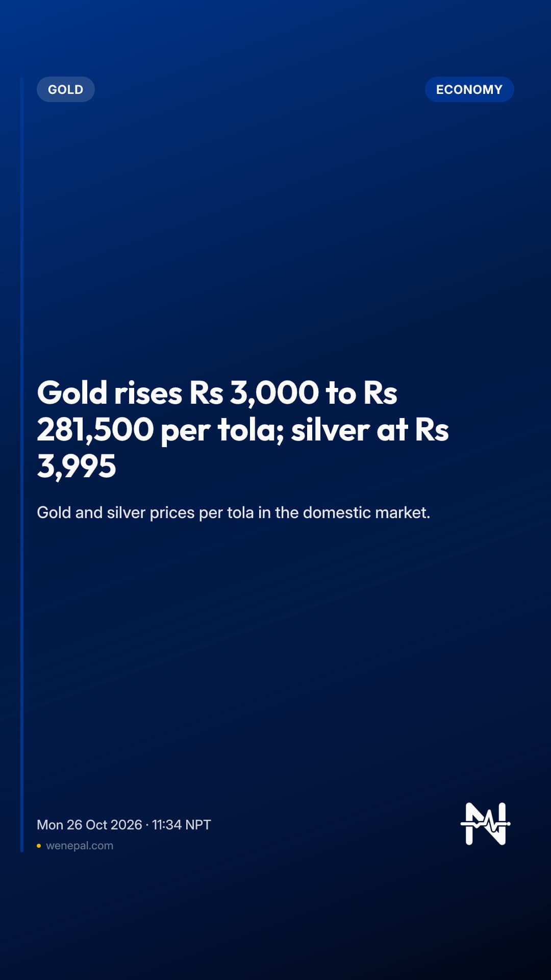 Gold rises Rs 3,000 to Rs 281,500 per tola; silver at Rs 3,995