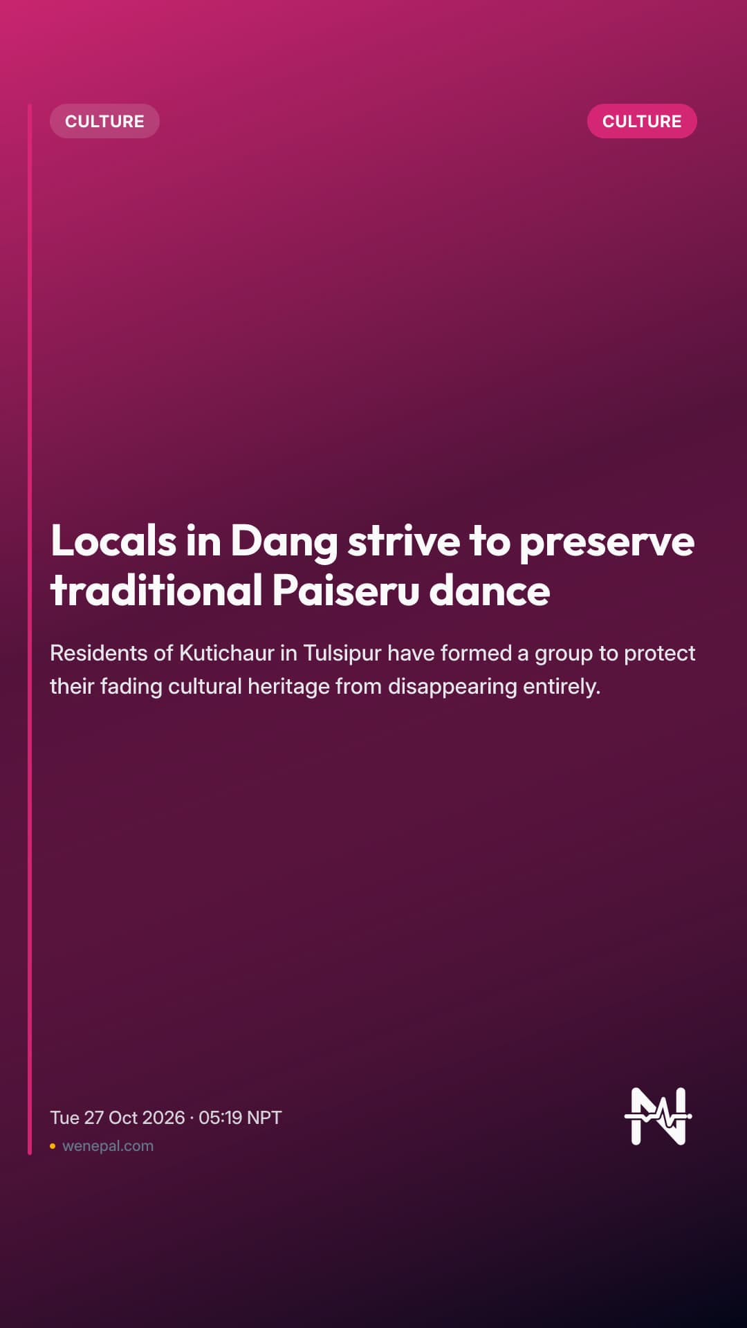 Locals in Dang strive to preserve traditional Paiseru dance