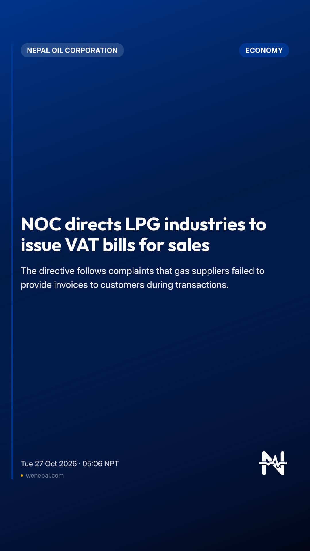 NOC directs LPG industries to issue VAT bills for sales