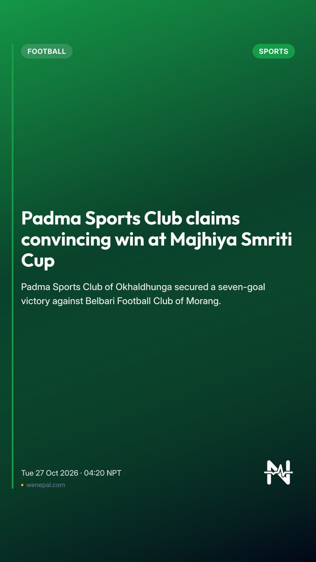 Padma Sports Club claims convincing win at Majhiya Smriti Cup