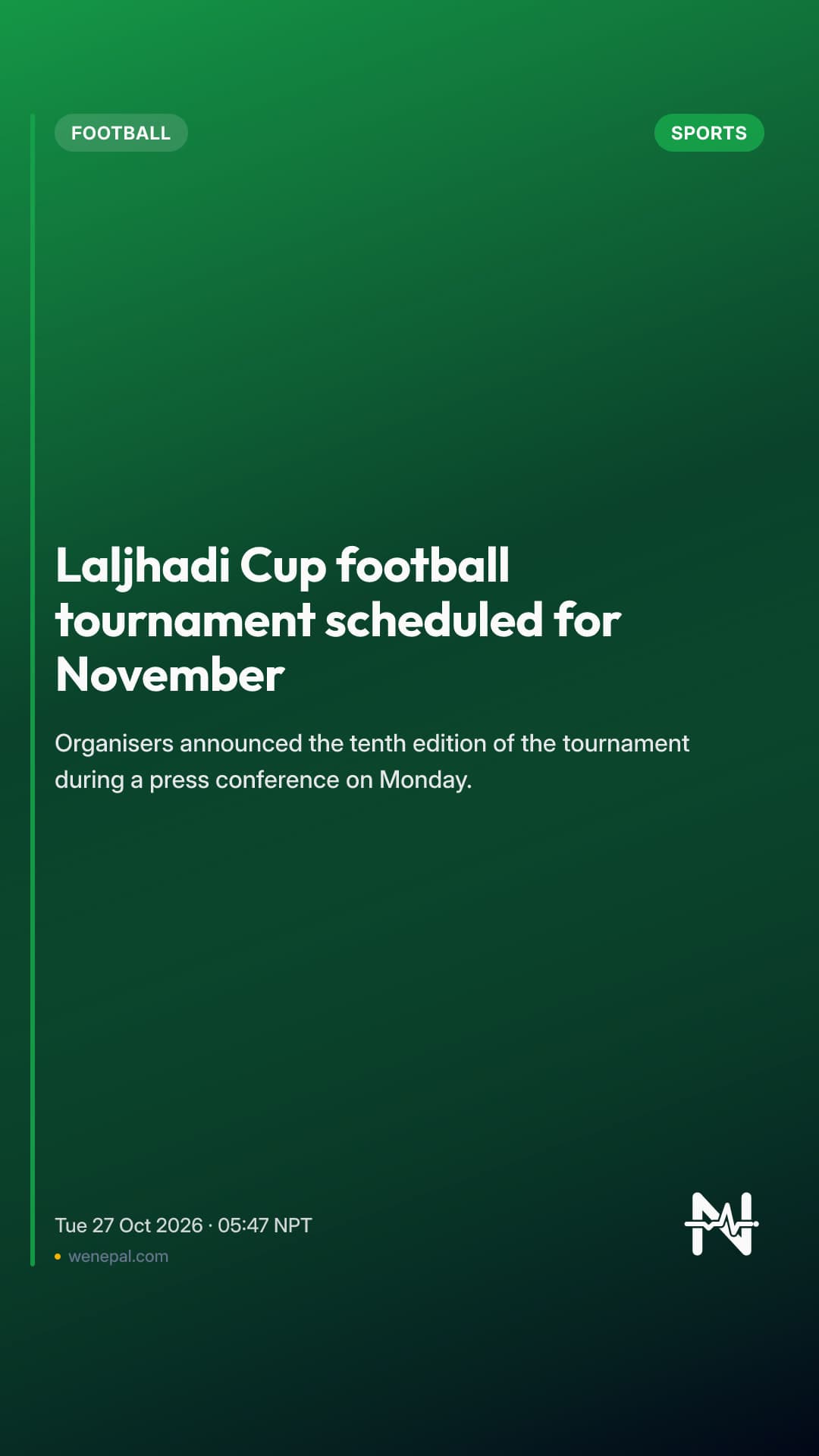 Laljhadi Cup football tournament scheduled for November
