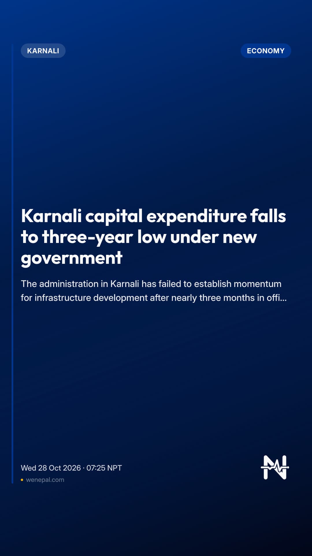 Karnali capital expenditure falls to three-year low under new government