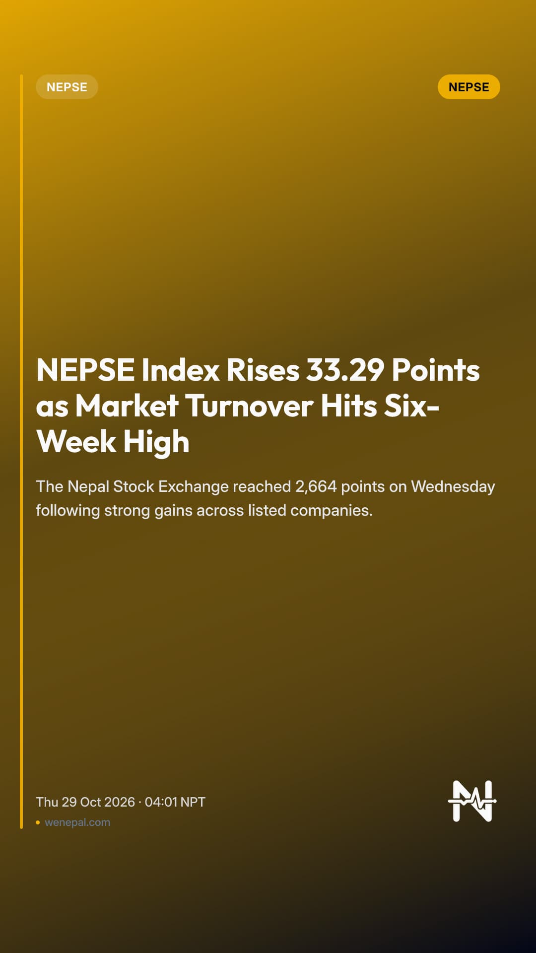 NEPSE Index Rises 33.29 Points as Market Turnover Hits Six-Week High
