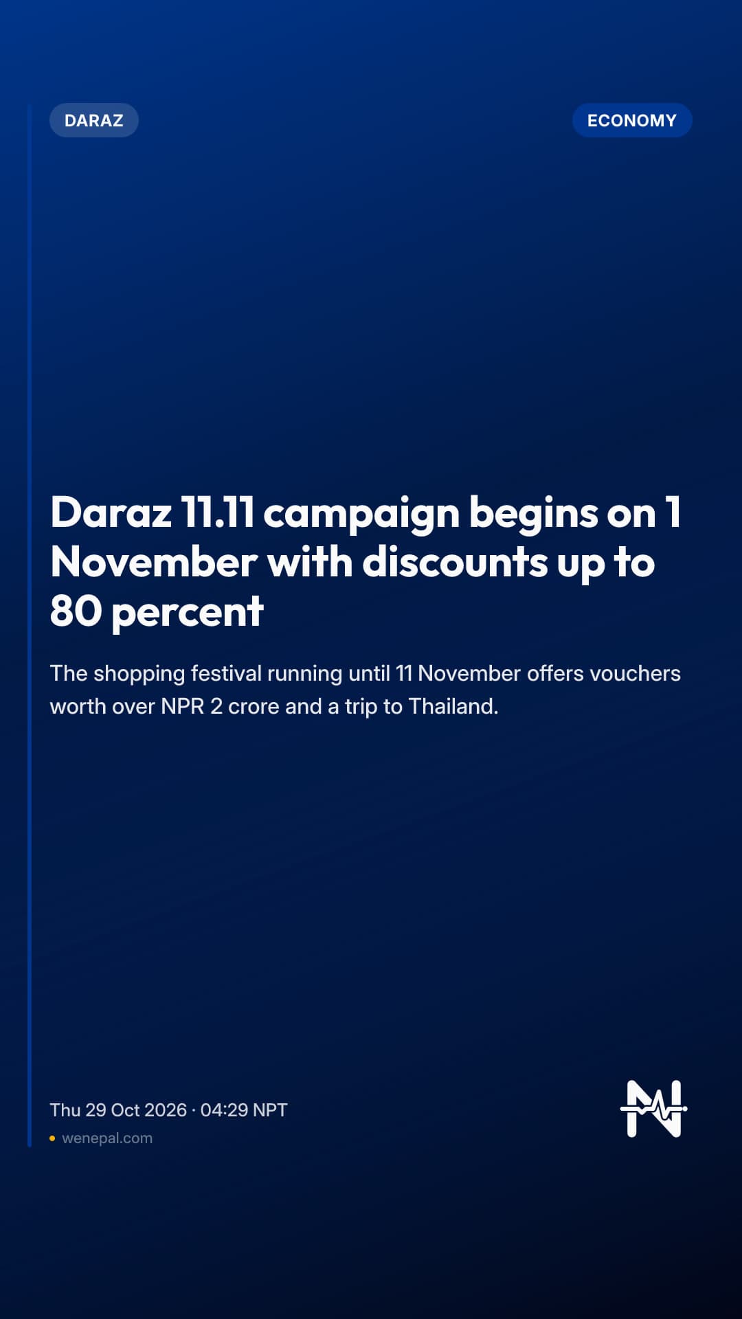 Daraz 11.11 campaign begins on 1 November with discounts up to 80 percent