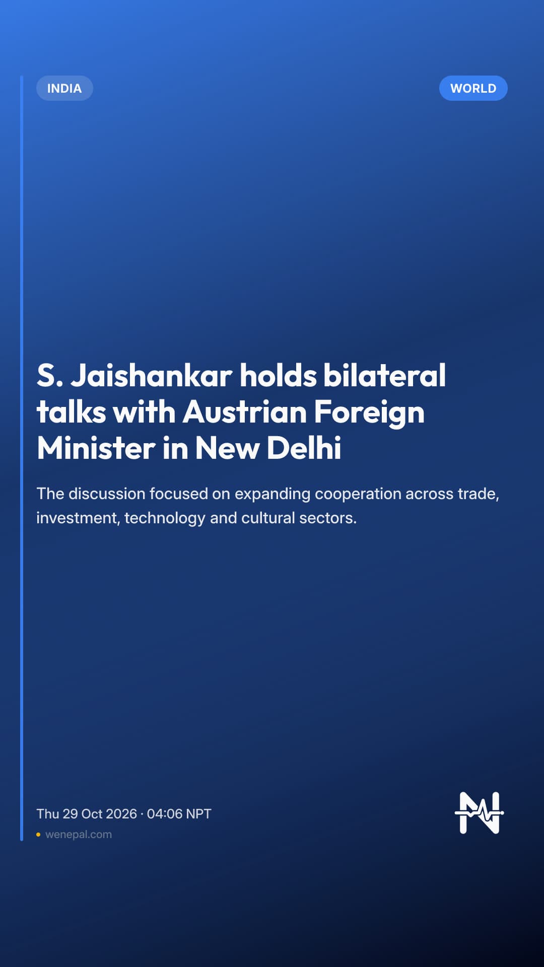 S. Jaishankar holds bilateral talks with Austrian Foreign Minister in New Delhi