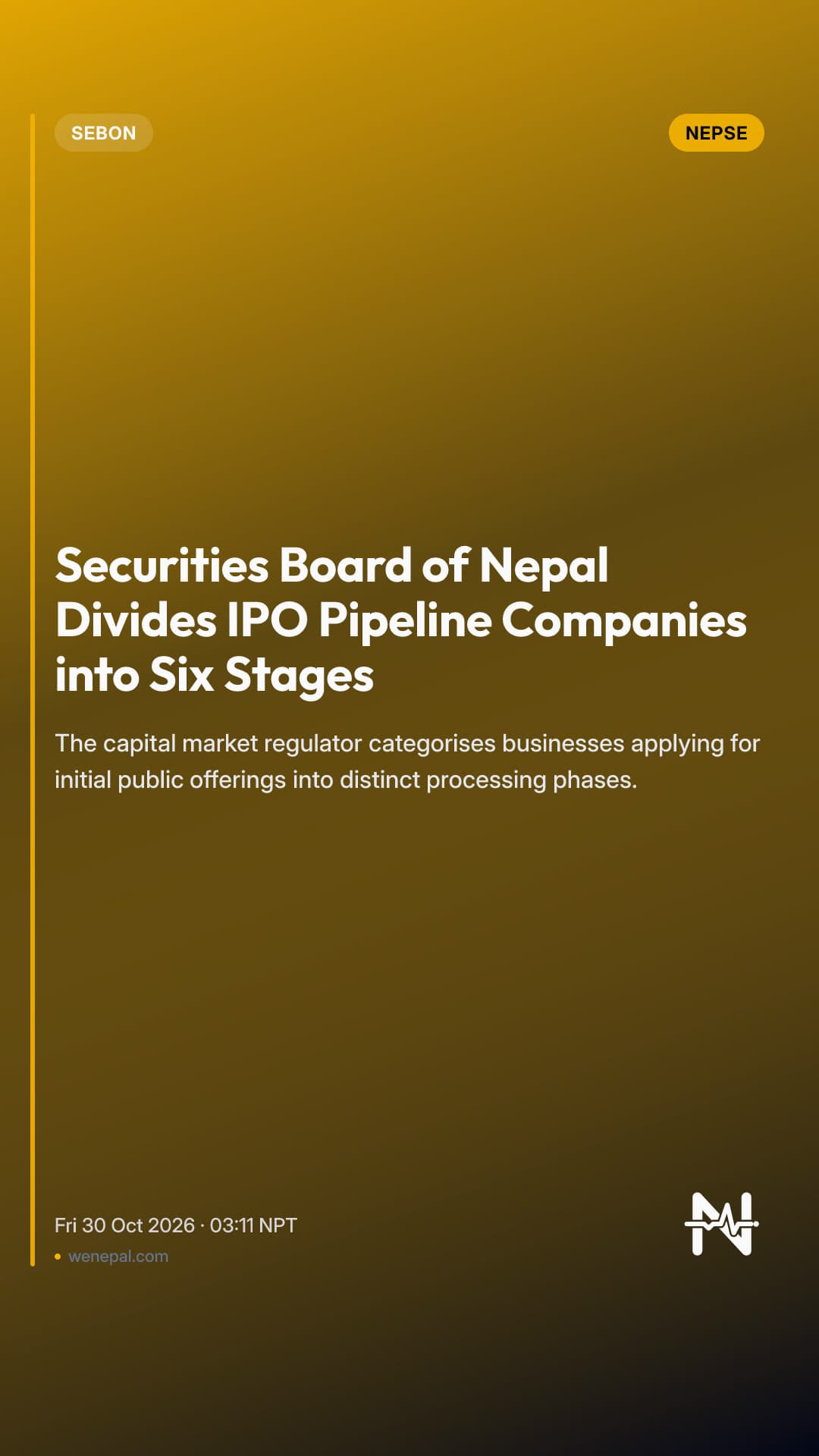 Securities Board of Nepal Divides IPO Pipeline Companies into Six Stages