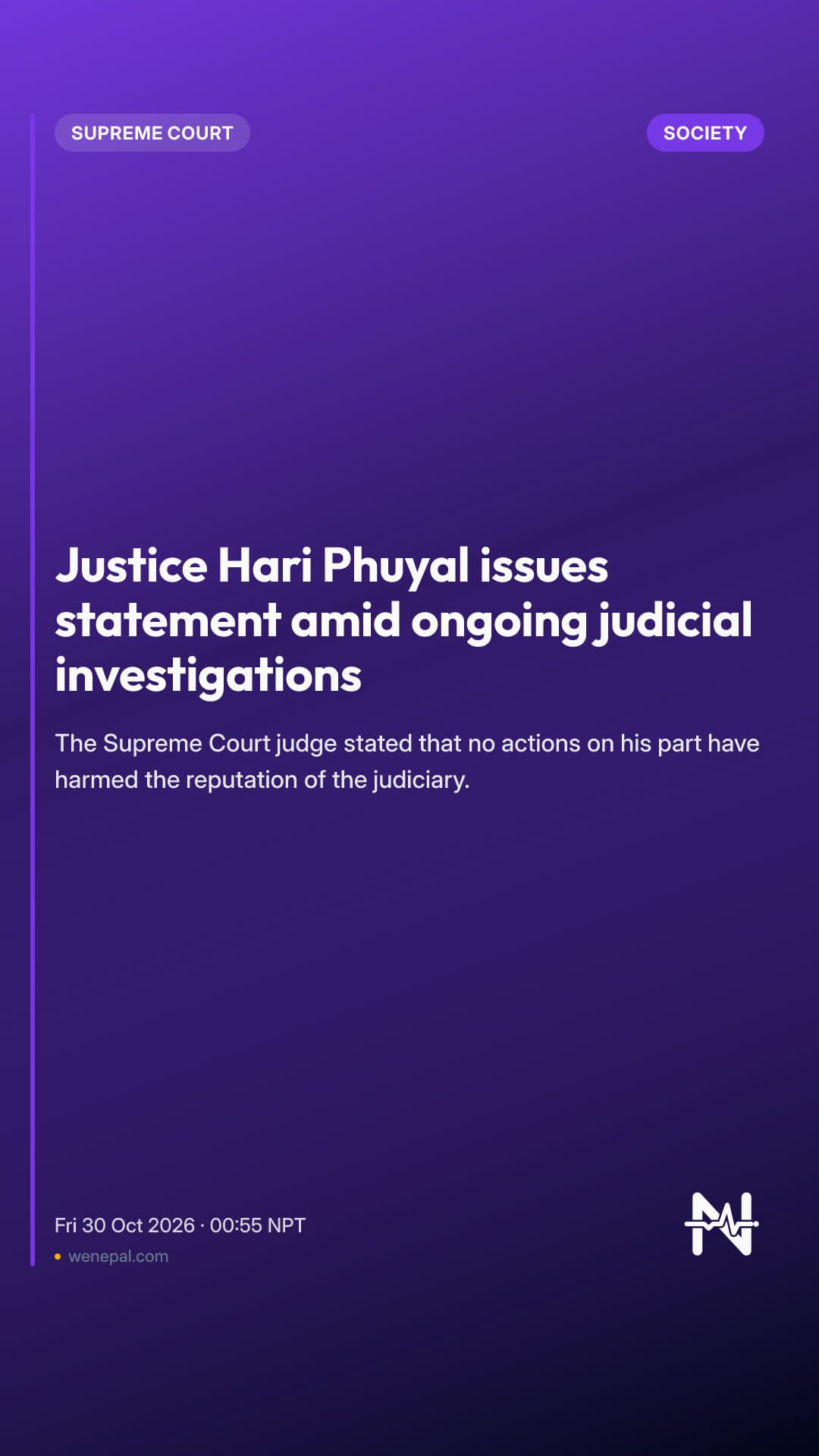 Justice Hari Phuyal issues statement amid ongoing judicial investigations