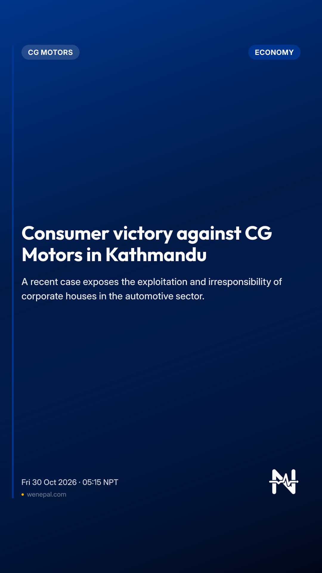 Consumer victory against CG Motors in Kathmandu