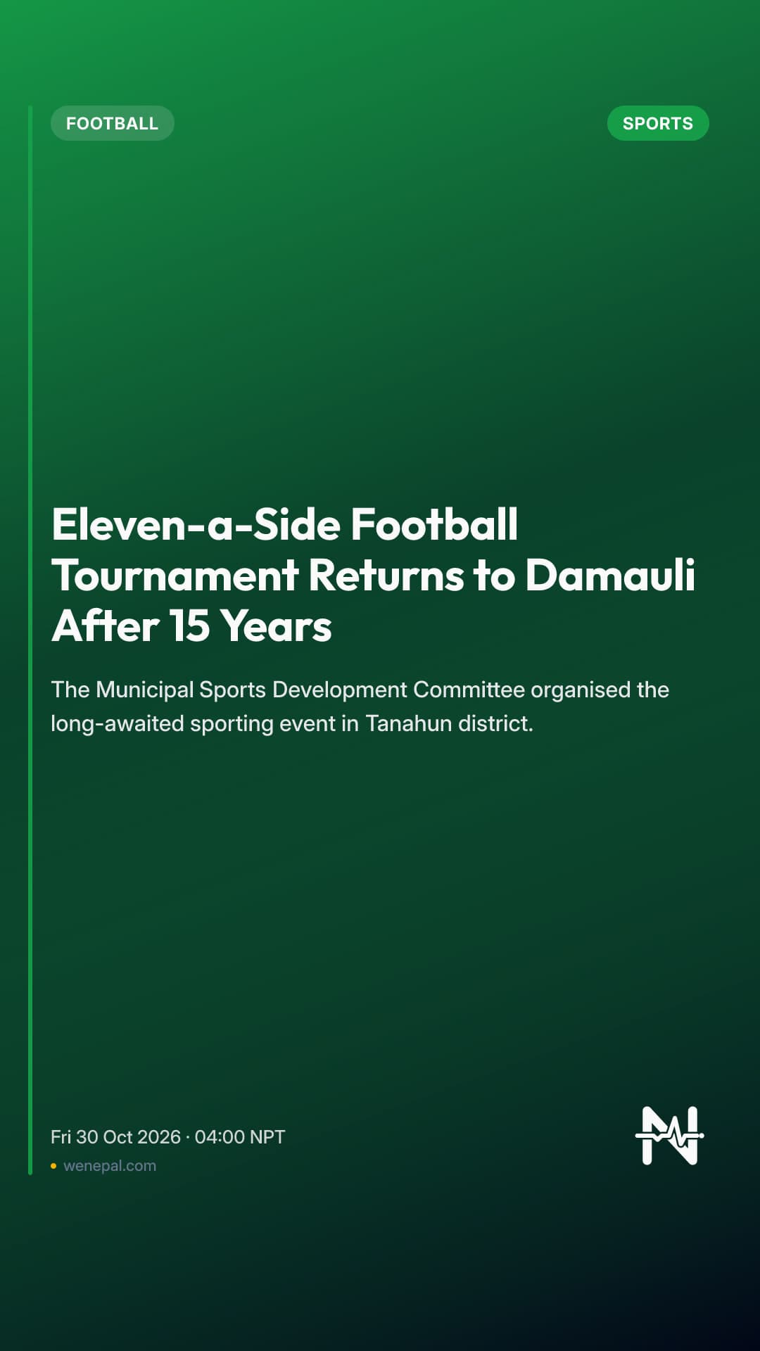 Eleven-a-Side Football Tournament Returns to Damauli After 15 Years