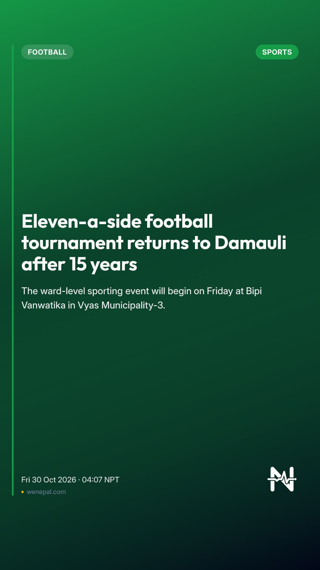 Eleven-a-side football tournament returns to Damauli after 15 years