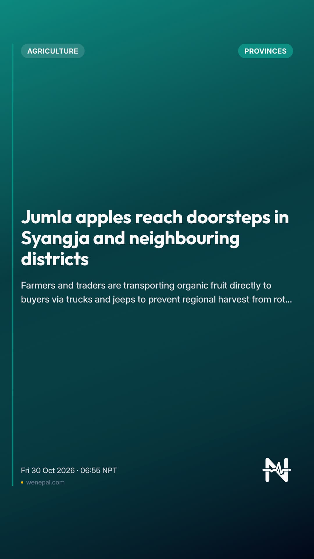 Jumla apples reach doorsteps in Syangja and neighbouring districts
