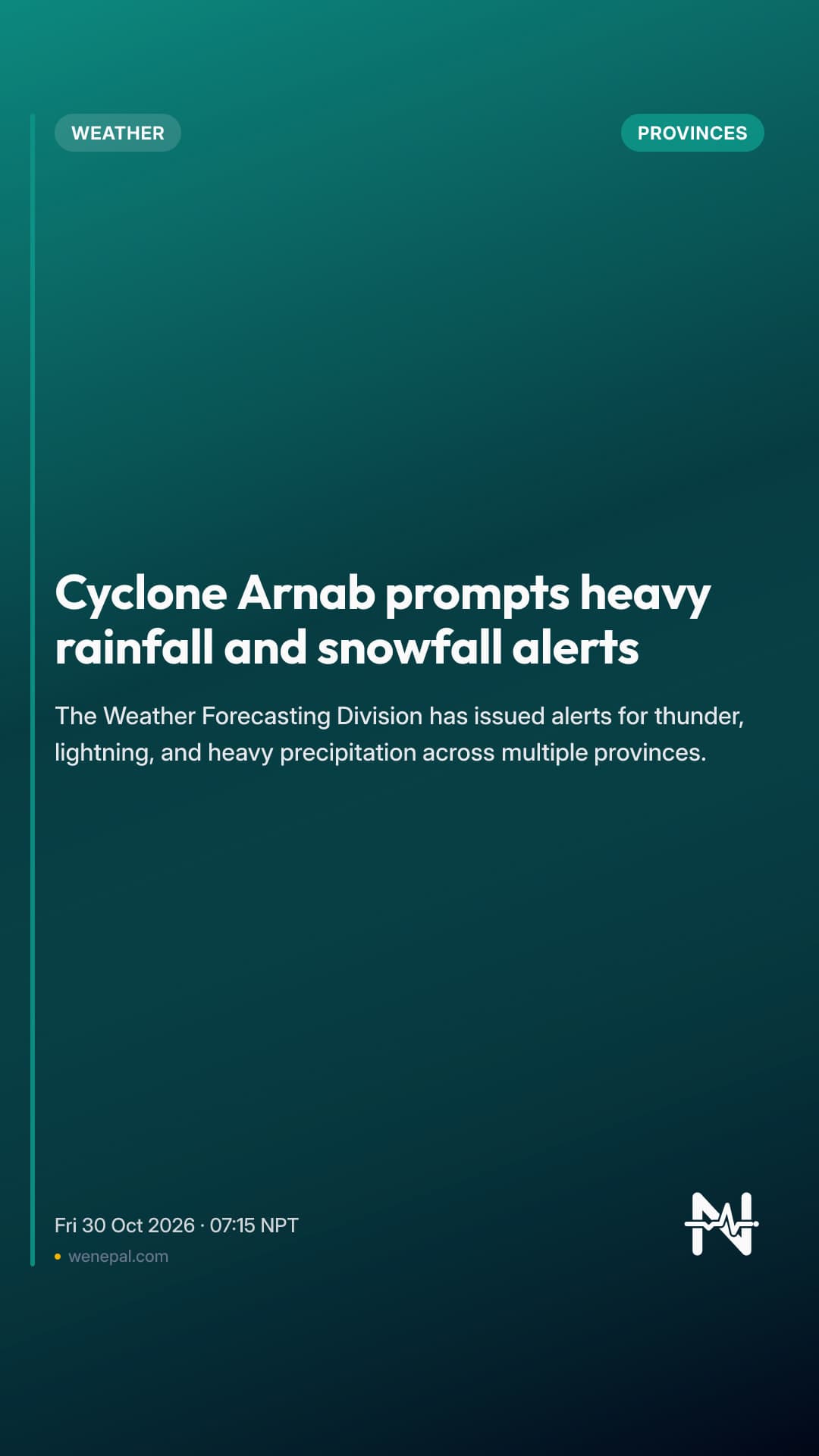 Cyclone Arnab prompts heavy rainfall and snowfall alerts