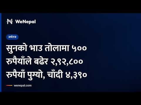 सुनको भाउ तोलामा ५०० रुपैयाँले बढेर २,९२,८०० रुपैयाँ पुग्यो, चाँदी ४,३९०