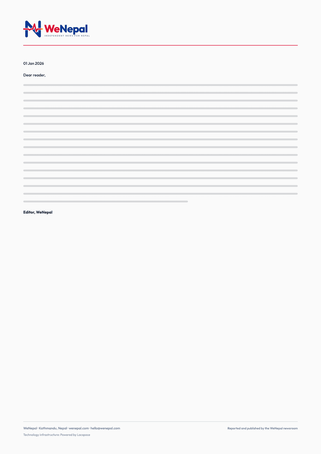 Press pass, ID card and letterhead: Letterhead A4 (English)