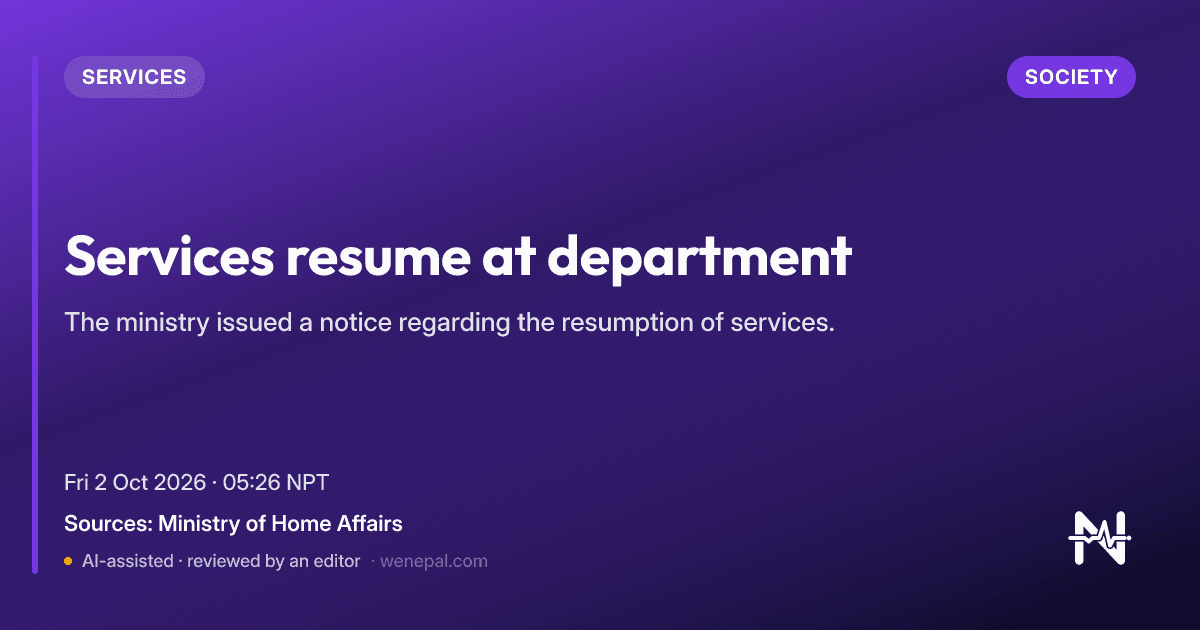 Services resume at department