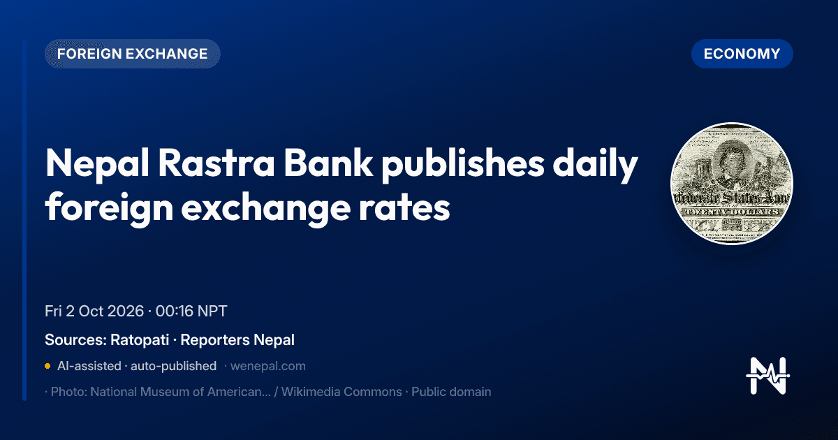 Nepal Rastra Bank publishes daily foreign exchange rates