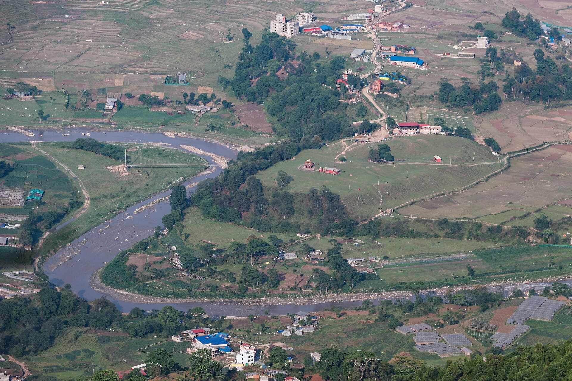 Sikali and Bagmati river bend photographed from Champadevi, Kathmandu.