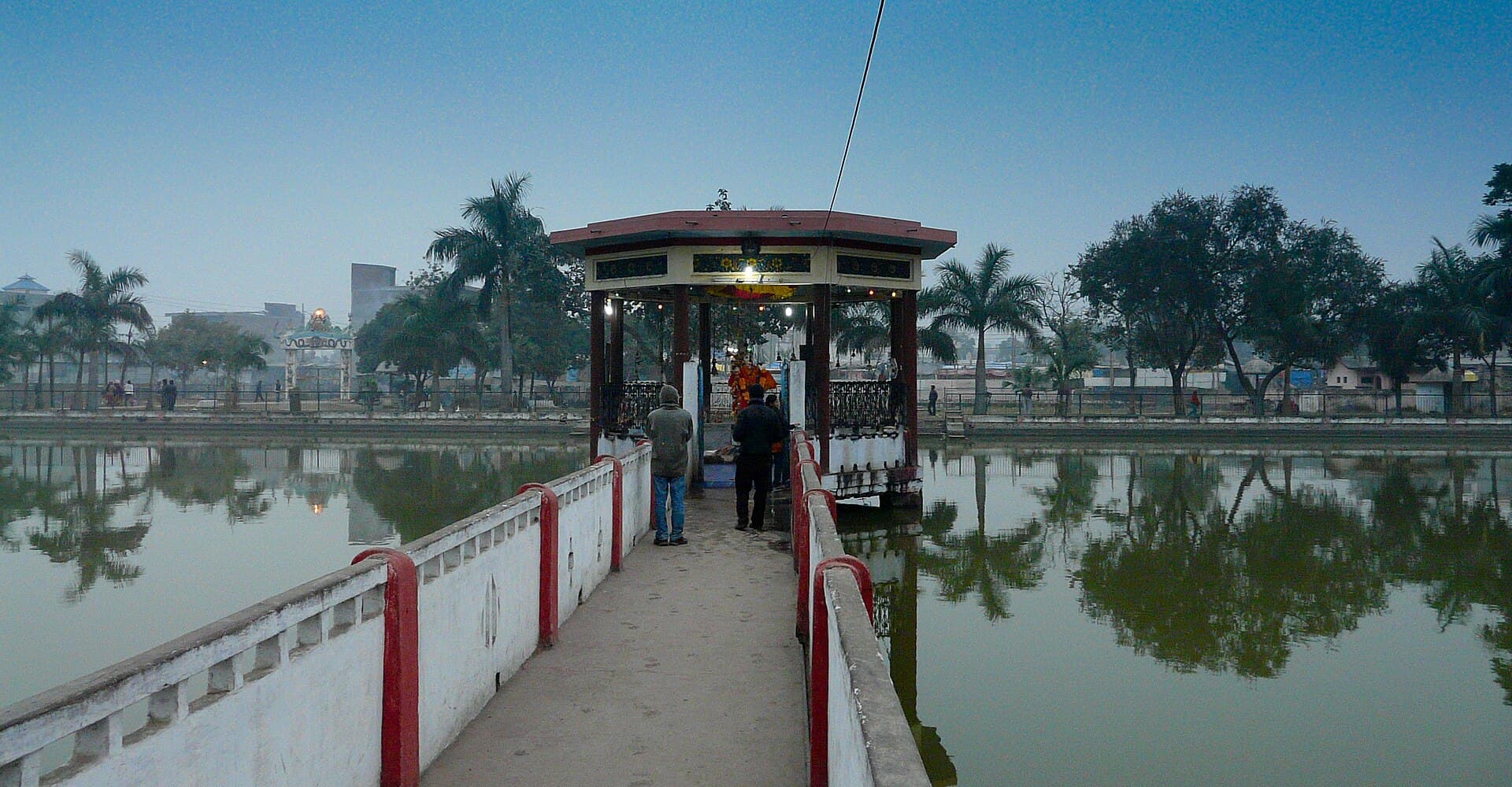 Skyline of Nepalgunj city, showing the statue of Mahadev in the foreground.